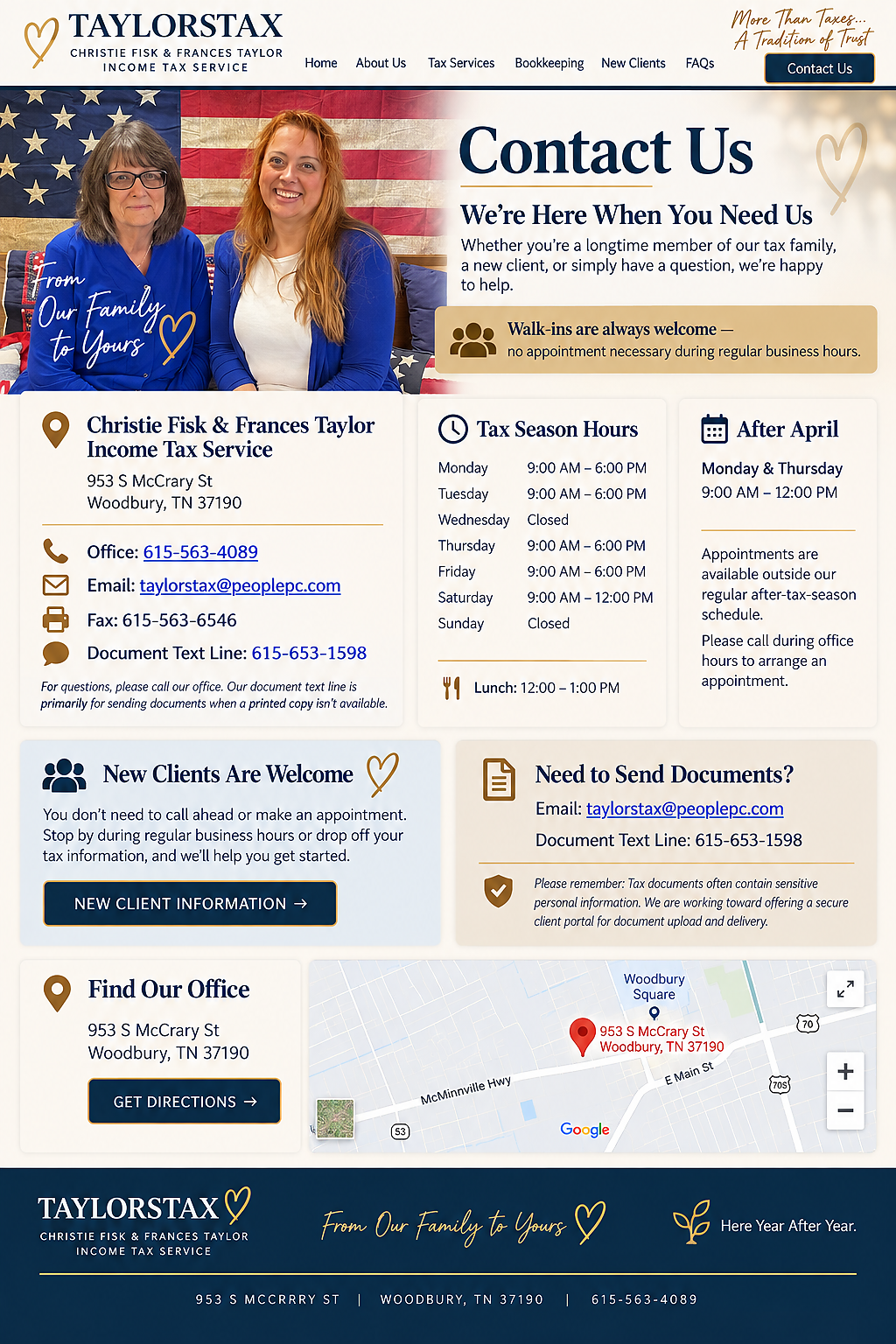 Taylorstax contact page