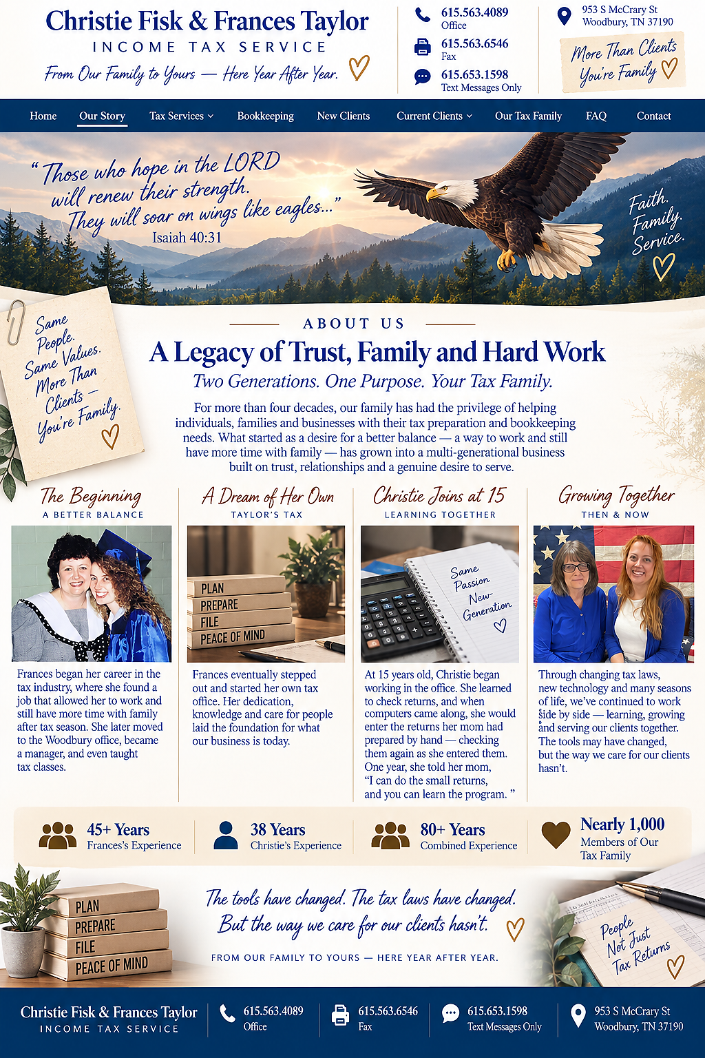 Taylorstax Our Story page design